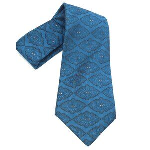 Vintage Lord Copley Blue Geometric Pattern Tie Polyester Men's Accessory